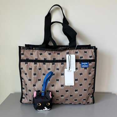 バッグ Lesportsac Cat Boston Bag Cat Pattern Rare [LeSportsac] Cat Lace Pattern 2-Way Boston Bag Black x