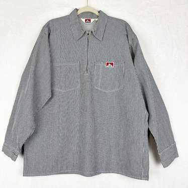 90’s Ben Davis long sleeve shirt hickory Ben Davis | Hickory 100% Cotton Long Sleeve Striped 1/2 Zip