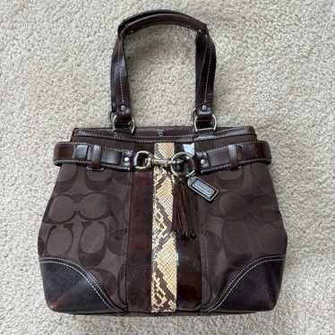 バッグ coach python hand bag 2way shoulder Coach Vintage Canvas Shoulder Bag JACQUARD PYTHON WHITE TRIM