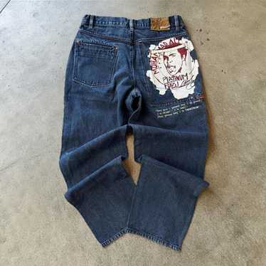 fubu platinum MUHAMMAD ALI 刺繍デニムパンツ　2XL PLATINUM FUBU LIMITED EDITION MUHAMMAD ALI, DENIM MEN'S