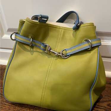バッグ Vintage Coach Baguette Small Bag Lime COACH 2005 Signature Baguette Hampton East West Semi Demi