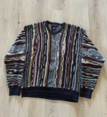 90's usa bethani easy pants 3dニット coogi Vintage 1990s Authentic COOGI 3D Mosaic Multi Color Textured
