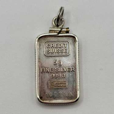 指*様 ⭐︎CREDIT SUISSE fine silver 999 5g ♪ Credit Suisse 5g 999 Ingot Vintage Silver Pendant - Etsy