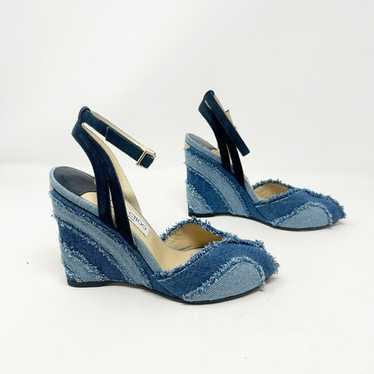 Jimmy Choo Denim エスパドリーユ　新品 Jimmy Choo Skye 70MM Embroidered Denim Sandals | Saks Fifth