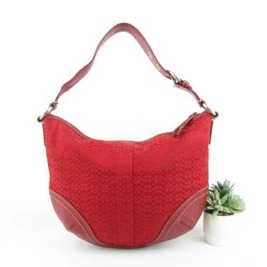 バッグ COACH Red Signature Soft Clip Hobo Bag COACH - COACH Signature Soft Clip Hobo Bag Redの通販 by 古着