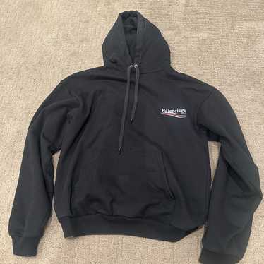 【BALENCIAGA】お買得★LOGO POLITICAL フーディ Women's Political Campaign Hoodie Large Fit in Black
