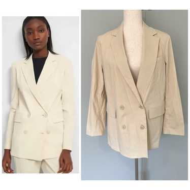 THEORY Eco Crunch Wash Collarless VT　M NWT Theory Collarless Jacket Linen Black Eco Crunch Wash