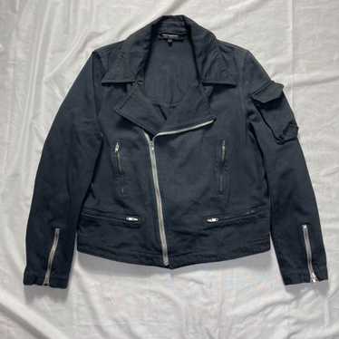 Raf Simons ブラックレザー ジャケット　46 RAF SIMONS ラフシモンズ 20AW Biker Jacket with Safety Pin 46