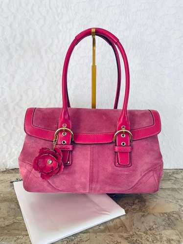 バッグ COACH Handbag Suede Soho Tanrokku pink NWT Coach True Pink Suede Soho Flap Bag | eBay