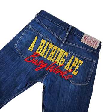 MNML デニム　bapeベルト付き A BATHING APE® Distressed 13oz Denim Trucker Jacket | Bape