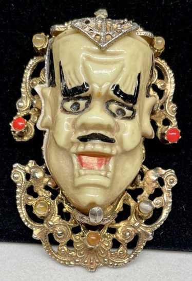 古い　ドアノツカー　？ 骨董　中国 　開運　魔除け Vintage pin brooch devil - Gem