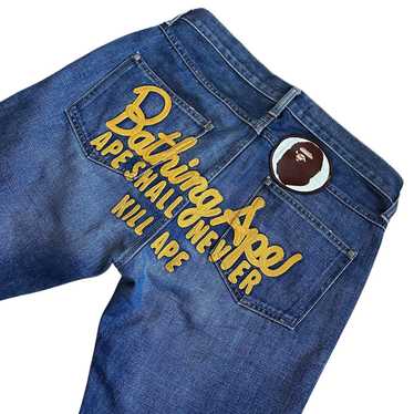 MNML デニム　bapeベルト付き BAPE champion 刺繍 デニム パンツ Mサイズ a bathing ape BAPE