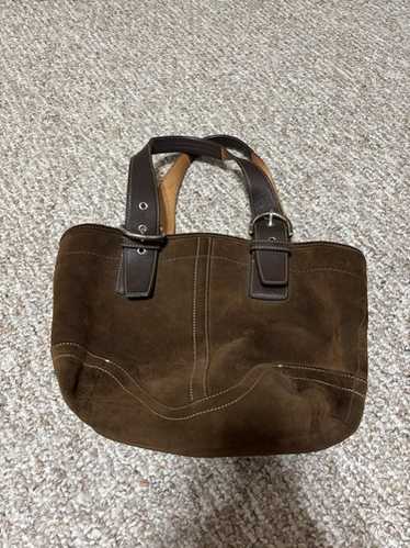Vintage Coach Suede soho hobo オールドコーチ NEW Coach Vintage Soho Y2K Finest Suede Tan Leather Med Flap
