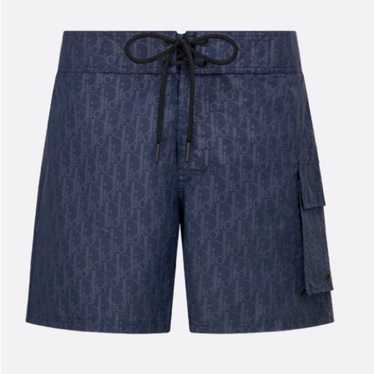 Dior HOMME スイムショーツ Dior Oblique Swim Shorts Navy Blue Technical Fabric | DIOR