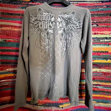 MMA ELITE 長袖Tシャツ サーマル袖 スカル 髑髏 サイズ L MMA ELITE Cross Skull Graphics Thermal L/S Tee