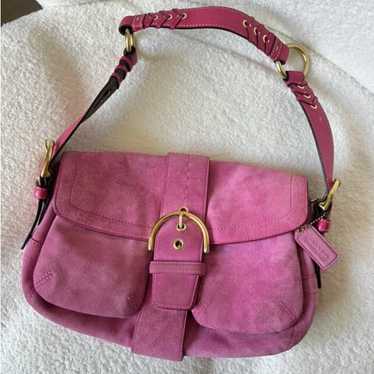 バッグ COACH Handbag Suede Soho Tanrokku pink Coach soho pink suede - Gem