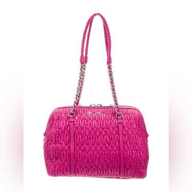 Authentic Miu Miu Fuchsia Quilted Leather Chain S… - image 1