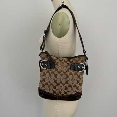バッグ Coach Signature Hobo Shoulder Bag Suede Coach signature suede hobo - Gem