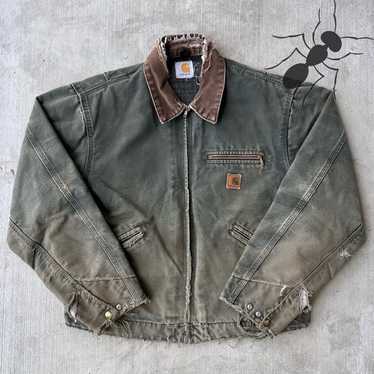 ジャケット・アウター 00s Carhartt Worn Faded Detroit Jacket Vintage Carhartt Faded Brown Detroit Style Jacket - Etsy
