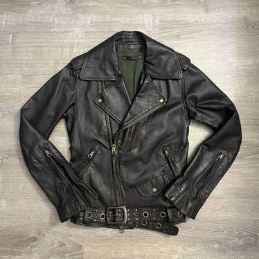 goa leathe gimmick bono jacket レザー ジャケット G.O.A Early 00s Goatskin Leather Bono Hooded Rider Jacket