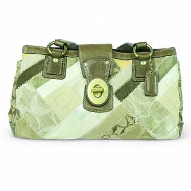 バッグ Vintage Coach 2way Court Bag Green Vintage Coach Court Forest Green Leather Purse / Handbag