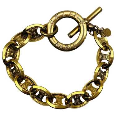 Vintage「CELINE」Gold color bracelet マカダム6 Celine Vintage 1990 Gold-tone Triomphe Planisphere Charm