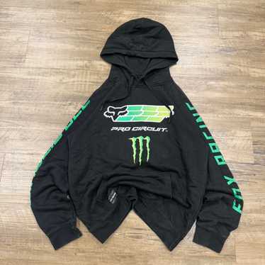 FOX MONSTER Y2K 前面プリント コラボプルオーバーパーカー 黒 L Y2k monster energy fox - Gem