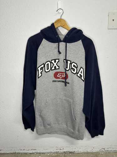 ”FOX THAT” リアルファーY2Kフーディー USA製 🇺🇸 Vintage Y2K Red Bull Fighters Fox Racing Zip Hoodie