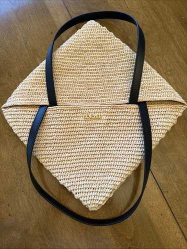 トートバッグ BEIGE RAFFIA TOTES Raffia Tote Bag with Leather Details | Beige - The Leather Mob
