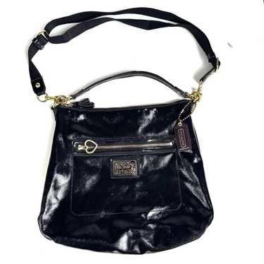 バッグ Coach Daisy Leather Liquid Shoulder Bag Authentic COACH DAISY LIQUID GLOSS PATENT LEATHER HOBO BAG