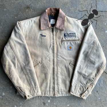 ジャケット・アウター 00s Carhartt Worn Faded Detroit Jacket Black State | Sun Faded and Distressed Carhartt Detroit