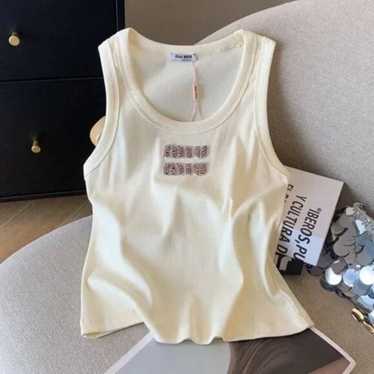 miu miu ホワイト ベアトップ　シャツ　 キャミソール　38サイズ miu miu ホワイト ベアトップ シャツ キャミソール 38サイズ