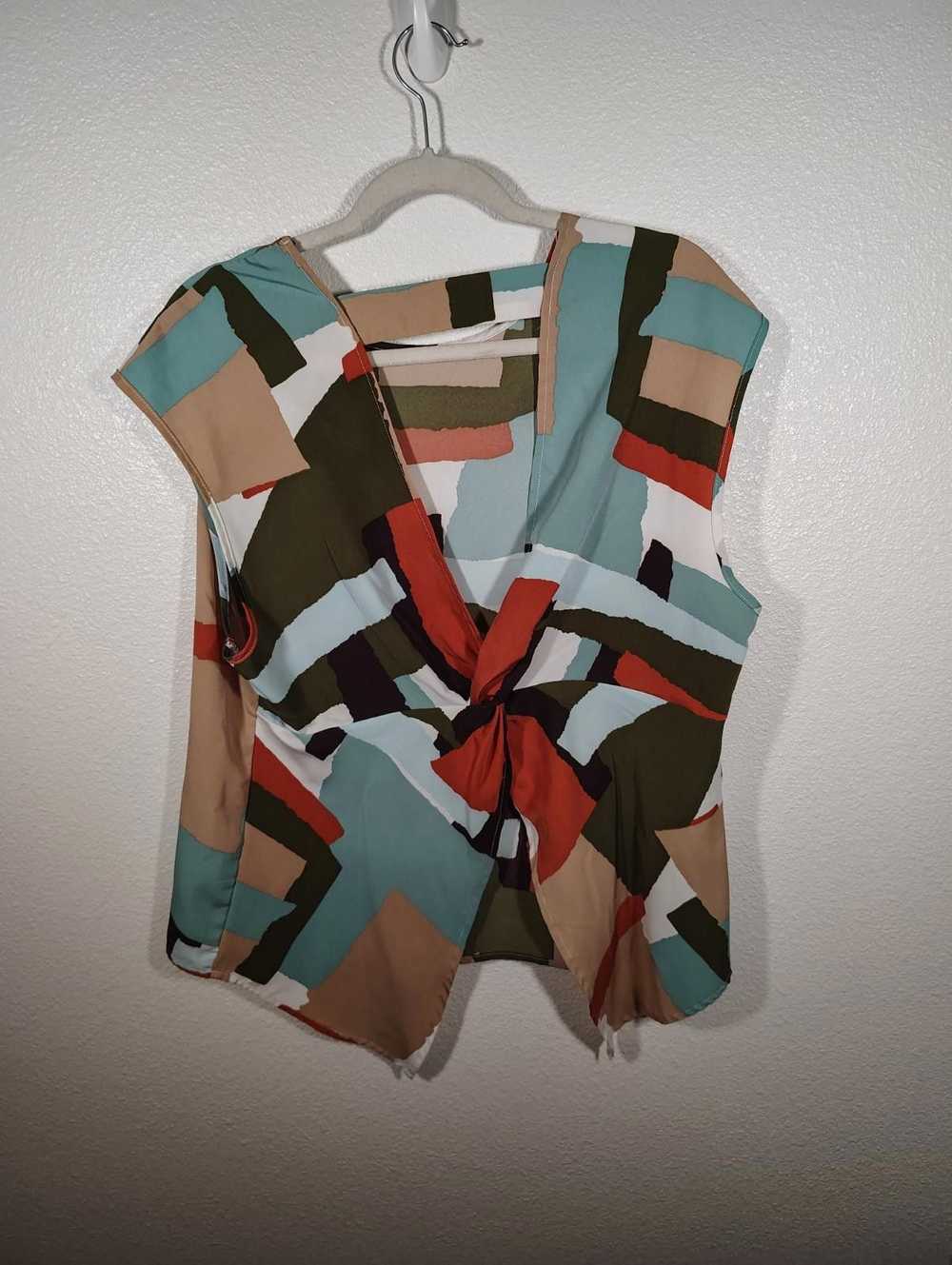 Shein Block Patch Multicolor Colorful Top Open Ba… - image 2