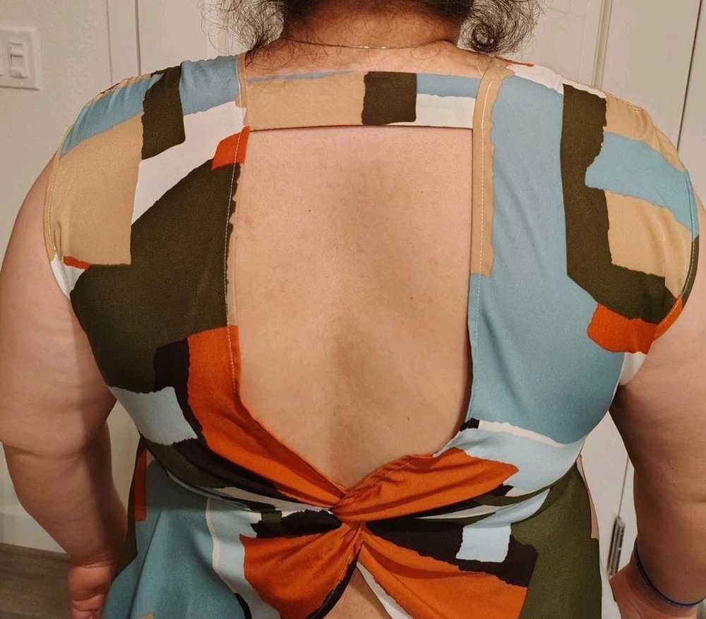 Shein Block Patch Multicolor Colorful Top Open Ba… - image 3