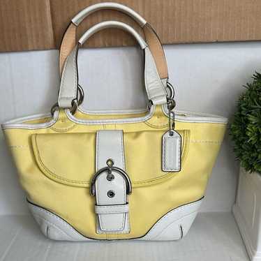 希少✨Coach Soho Shoulder Bag Canvas Yellow COACH Shoulder Bag Duffle Soho 4082 Yellow Leather Vintage