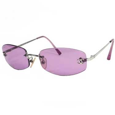 CHANEL Vintage sunglasses リムレス 4002 パープル CHANEL Purple Lens Silver Rimless Frame CC Logo Sunglasses
