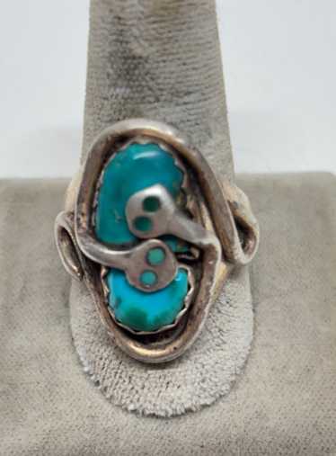 ZUNIズニ族　EFFIE C リング　ヴィンテージ Vintage Signed EFFIE C ZUNI CALAVAZA Silver Turquoise