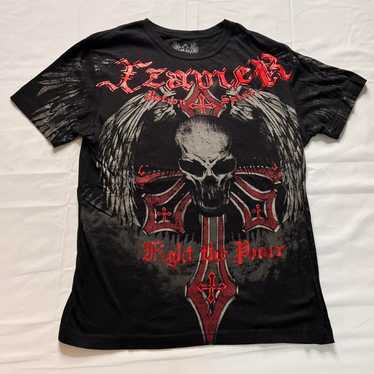 スカルTシャツ　affliction xzavier y2k グランジ　V系 Xzavier Skull Cross Wing Grunge Cyber Y2K Style T-shirt - Etsy
