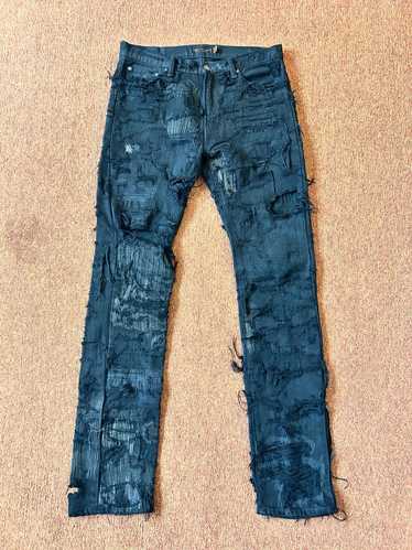 国内で当店のみ Supermade - DETACHABLE SCARF BARREL JEANS SOLD) UNDERCOVER BLACK 85 DENIM Size 4 (reworked to fit 34
