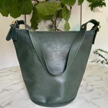 バッグ Vintage Coach Bucket Bag 9085 Green Vintage Coach XL bucket duffle 9085 plus matching wallet in