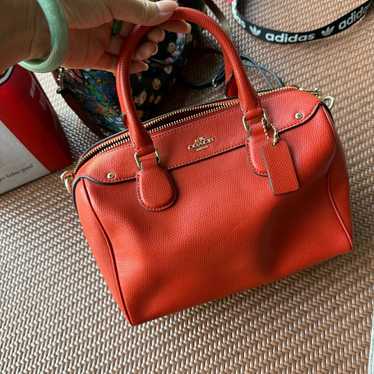 バッグ Coach Signature Mini Boston Bag Red COACH Mini Boston Hand Bag Leather Red Pink Shoulder Small