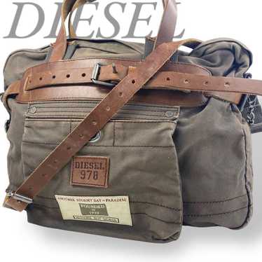 バッグ diesel vintage bag DIESEL Vintage Brown Shoulder Bag With Leather Logo, 00's