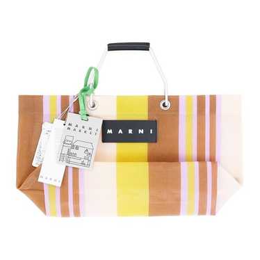 【新品】MARNI Flower Market bag MARNI handbag tote bag Blue MARKET STRIPE flower cafe Used