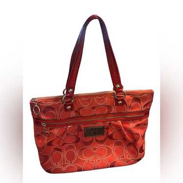 COACH Poppy レッド バッグ Coach Red Patent Leather Limited Edition Poppy Handbag Purse