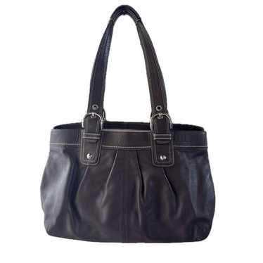 バッグ Vintage Coach Leather Hampton Soho Bag Coach Hamptons SOHO Black Leather Large Shoulder Bag #M0951