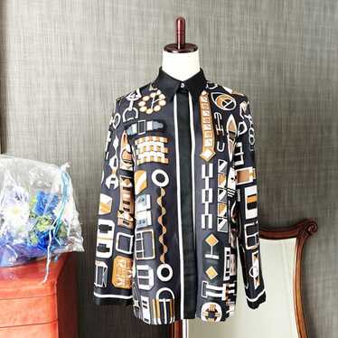 【HERMES】1990s All Pattern Silk L/S Shirt HERMES】1990s All Pattern Silk L/S Shirt HERMES 1990s All