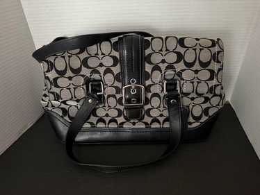 Coach Signature Hampton Shoulder Bag 黒　灰 Coach Hampton Signature Canvas Shoulder Bag with Black