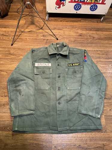 ジャケット・アウター 50s US ARMY utility jacket 13star button Vtg WWII 13 Star P44 P1945 HBT Utility Jacket Shirt Fatigue