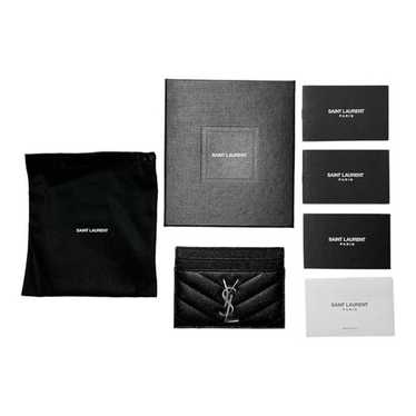 ☆【SAINT LAURENT】☆Cassandre Matelasse Card Case Blac.k☆ Saint Laurent YSL Black Grained Leather Cassandre Matelasse