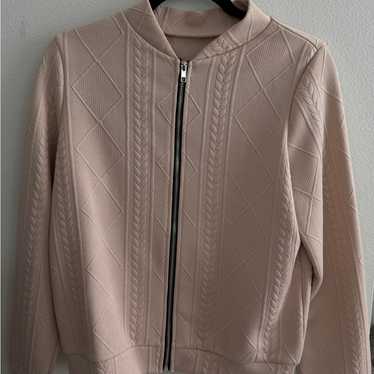 Source Unknown Textured Cream Bomber Jacket - image 1
